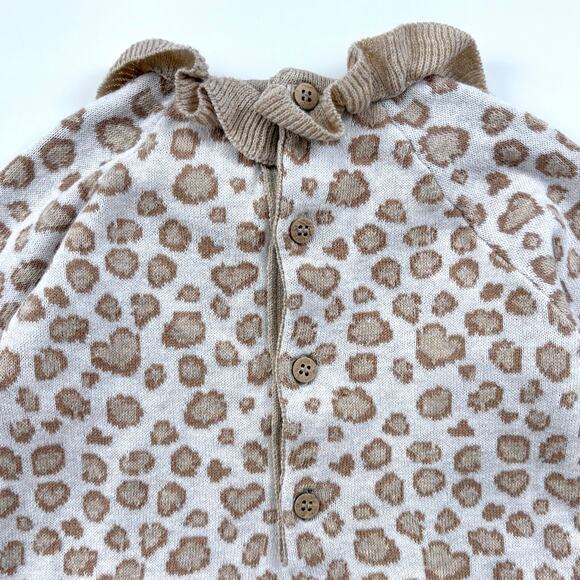 Mayoral Cheetah Print Long Sleeve Sweater Baby Girl Size 12 Months Ruffle Bow - Picture 6 of 10